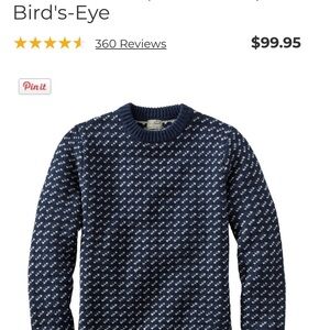 L.L. Bean Men's Navy and White Crewneck Sweater Brand New with Tags